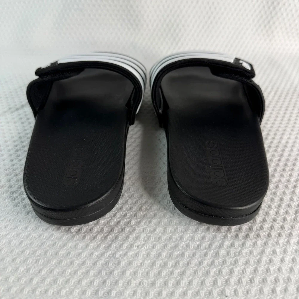 Adidas Adilette Slides Black White Adjustable Strap Sandals Mens 5 W6